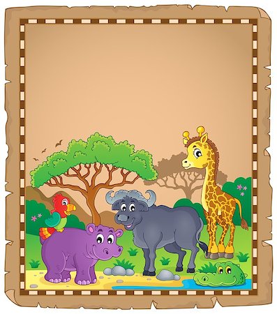 simsearch:400-06850445,k - Parchment with African animals 3 - eps10 vector illustration. Stock Photo - Budget Royalty-Free & Subscription, Code: 400-07516562