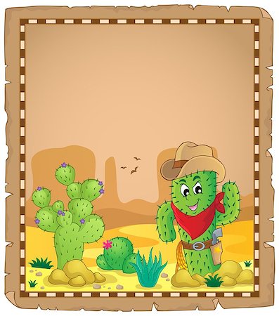 simsearch:400-07417266,k - Parchment with cactus theme 1 - eps10 vector illustration. Foto de stock - Super Valor sin royalties y Suscripción, Código: 400-07516563