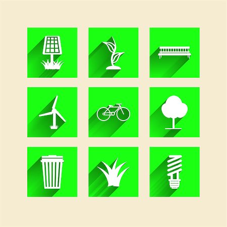 safe global concept - Square green icons for ecology on white. Stock Photo - Budget Royalty-Free & Subscription, Code: 400-07516624