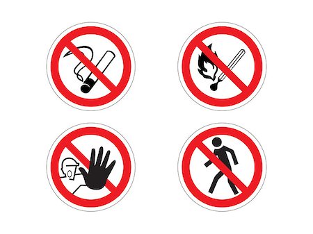 stop sign smoke - 4 regulatory signs: no smoking, no fire, prohibition, no crossing Stock Photo - Budget Royalty-Free & Subscription, Code: 400-07516823