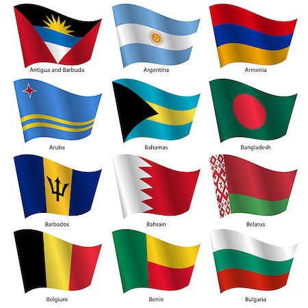 simsearch:400-05125122,k - Set  Flags of world sovereign states. Vector illustration. Set number 2. Exact colors. Easy changes. Photographie de stock - Aubaine LD & Abonnement, Code: 400-07516934