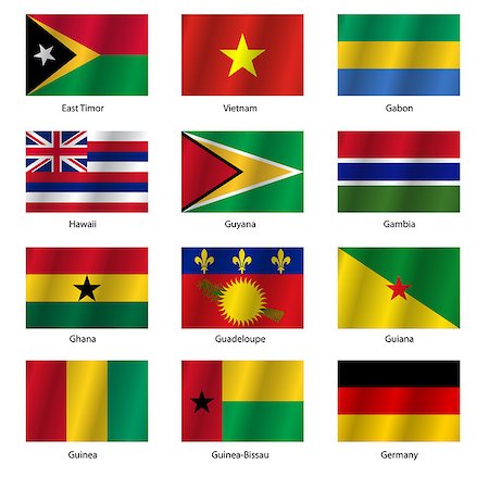 simsearch:400-04106521,k - Set  Flags of world sovereign states. Vector illustration. Set number 4. Exact colors. Easy changes. Fotografie stock - Microstock e Abbonamento, Codice: 400-07516937