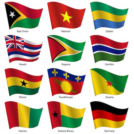 Set  Flags of world sovereign states. Vector illustration. Set number 4. Exact colors. Easy changes. Photographie de stock - Aubaine LD & Abonnement, Code: 400-07516938