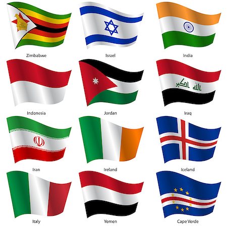 simsearch:400-05125122,k - Set  Flags of world sovereign states. Vector illustration. Set number 6. Exact colors. Easy changes. Photographie de stock - Aubaine LD & Abonnement, Code: 400-07516942