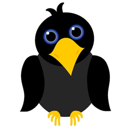 black crow cartoon with blue eyes and yellow beak Foto de stock - Royalty-Free Super Valor e Assinatura, Número: 400-07516993