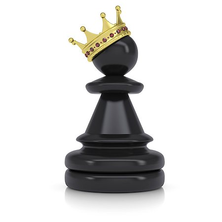 simsearch:400-06797580,k - Pawn with gold crown. Isolated on white background Stock Photo - Budget Royalty-Free & Subscription, Code: 400-07517458