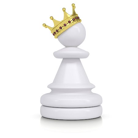 simsearch:400-06797580,k - Pawn with gold crown. Isolated on white background Stock Photo - Budget Royalty-Free & Subscription, Code: 400-07517465