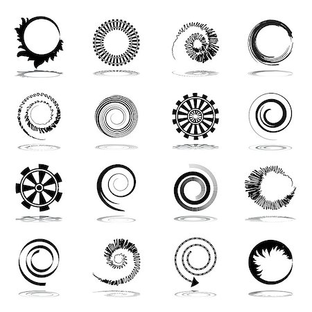 spiral circle vector - Spiral and rotation design elements. Abstract icons set. Vector art. Photographie de stock - Aubaine LD & Abonnement, Code: 400-07517521