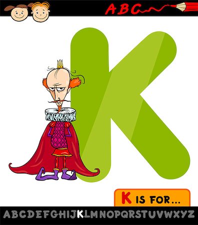 primer - Cartoon Illustration of Capital Letter K from Alphabet with King for Children Education Stock Photo - Budget Royalty-Free & Subscription, Code: 400-07517559