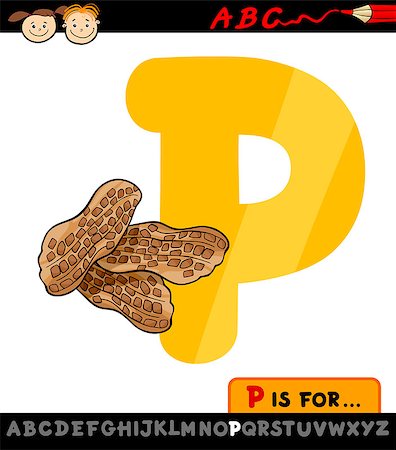 simsearch:400-07682423,k - Cartoon Illustration of Capital Letter P from Alphabet with Peanuts for Children Education Stock Photo - Budget Royalty-Free & Subscription, Code: 400-07517567