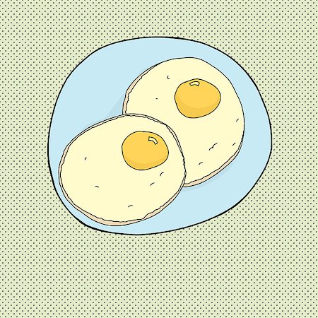 simsearch:400-07513507,k - Two fried eggs on blue plate over halftone background Stock Photo - Budget Royalty-Free & Subscription, Code: 400-07517695