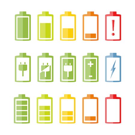 recharging batteries symbol - Battery icons set on white background, flat design, vector eps10 illustration Stock Photo - Budget Royalty-Free & Subscription, Code: 400-07517754