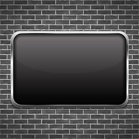 simsearch:400-05682645,k - Black frame on black brick wall, vector eps10 illustration Foto de stock - Super Valor sin royalties y Suscripción, Código: 400-07517823