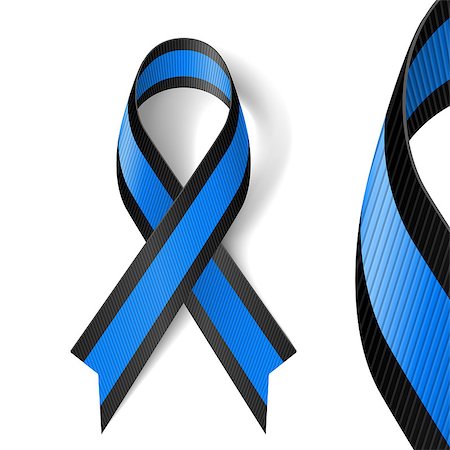 simsearch:400-07257297,k - Blue and black awareness ribbon as symbol of ocular melanoma Stock Photo - Budget Royalty-Free & Subscription, Code: 400-07517861