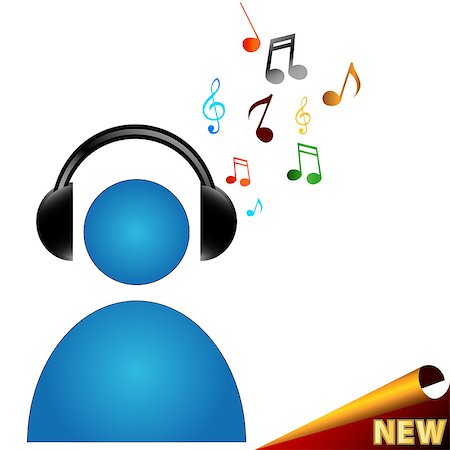 Man symbol in earphones with music in unique style Stock Photo - Budget Royalty-Free & Subscription, Code: 400-07517882