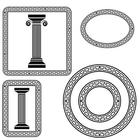 designs for decoration of pillars - colorful illustration with  greek symbols on a white background  for your design Foto de stock - Super Valor sin royalties y Suscripción, Código: 400-07518151