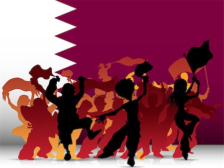 simsearch:400-05752560,k - Vector - Qatar Sport Fan Crowd with Flag Photographie de stock - Aubaine LD & Abonnement, Code: 400-07518296