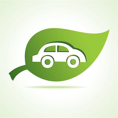 eco travel - car icon at leaf stock vector Stock Photo - Budget Royalty-Free & Subscription, Code: 400-07518328