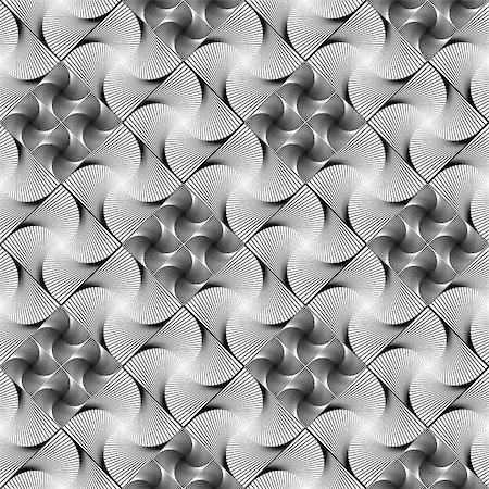 simsearch:400-07507273,k - Design seamless monochrome decorative diamond geometric pattern. Abstract diagonal twisted lines textured background. Vector art Foto de stock - Super Valor sin royalties y Suscripción, Código: 400-07518683