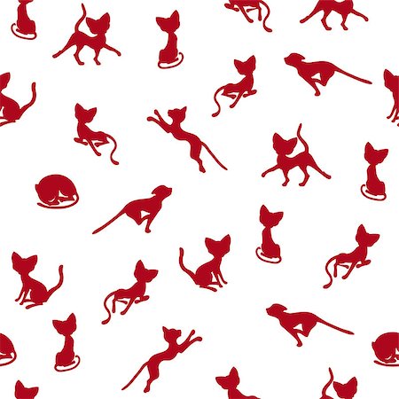 simsearch:400-08920015,k - Seamless vector illustration with dark red cat silhouettes over white background Stockbilder - Microstock & Abonnement, Bildnummer: 400-07518738