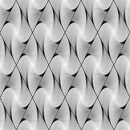 simsearch:400-07507345,k - Design seamless monochrome decorative diamond geometric pattern. Abstract diagonal twisted lines textured background. Vector art Foto de stock - Royalty-Free Super Valor e Assinatura, Número: 400-07518730