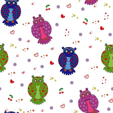 simsearch:400-08920015,k - Seamless vector illustration with different multicolor stylized owls Stockbilder - Microstock & Abonnement, Bildnummer: 400-07518740