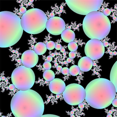 simsearch:400-06699301,k - A digital abstract fractal image with a balloon spiral design in pink and turquoise on a black background. Stock Photo - Budget Royalty-Free & Subscription, Code: 400-07518764