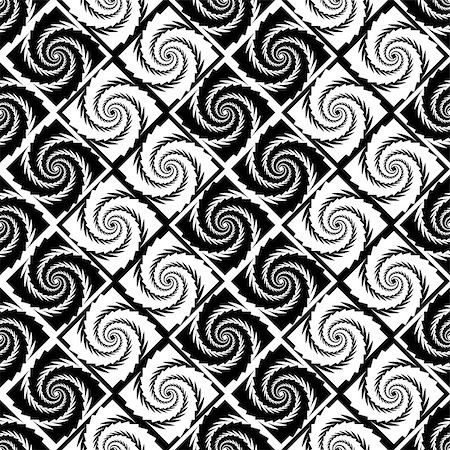 simsearch:400-07409232,k - Design seamless monochrome vortex zigzag pattern. Abstract twisted textured background. Vector art Fotografie stock - Microstock e Abbonamento, Codice: 400-07518837