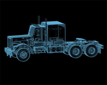 simsearch:400-07518893,k - Truck x-ray blue transparent isolated on black Foto de stock - Royalty-Free Super Valor e Assinatura, Número: 400-07518896