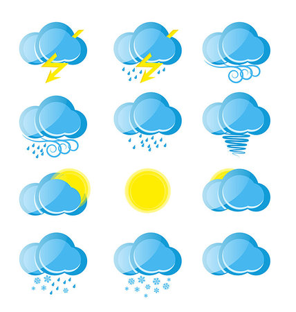 simsearch:400-08506268,k - Vector weather icons on white background Stock Photo - Budget Royalty-Free & Subscription, Code: 400-07518919