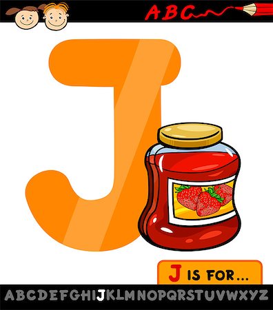 simsearch:400-07043137,k - Cartoon Illustration of Capital Letter J from Alphabet with Jam for Children Education Foto de stock - Royalty-Free Super Valor e Assinatura, Número: 400-07519056