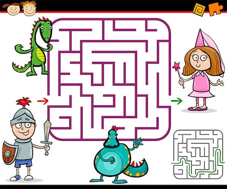 preliminary - Cartoon Illustration of Education Maze or Labyrinth Game for Preschool Children with Little Boy Knight and Girl Princess Stock Photo - Budget Royalty-Free & Subscription, Code: 400-07519083
