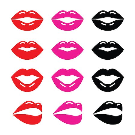 Sexy women's lips vector icons set isolated on white Stock Photo - Budget Royalty-Free & Subscription, Code: 400-07510002