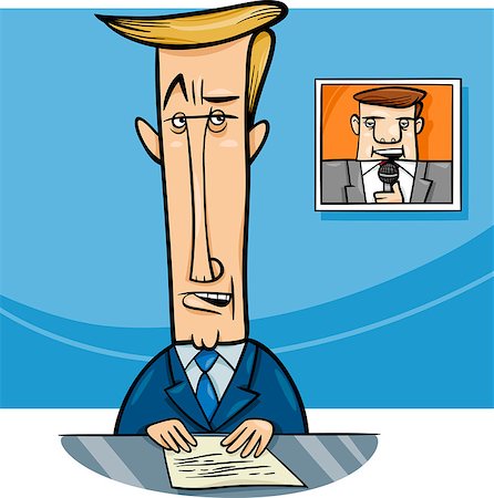 Cartoon Illustration of Television Speaker or Broadcaster on the Air Stock Photo - Budget Royalty-Free & Subscription, Code: 400-07510222