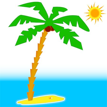 single coconut tree picture - Palm tree with sun and blue sea Stock Photo - Budget Royalty-Free & Subscription, Code: 400-07510328