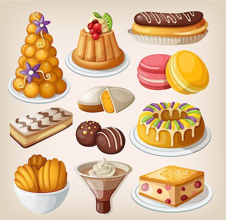 Set of traditional french desserts. Vector Stockbilder - Microstock & Abonnement, Bildnummer: 400-07510514