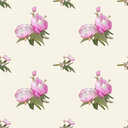 peony art - Seamless flower pattern .Vector illustration. Stock Photo - Budget Royalty-Free & Subscription, Code: 400-07510563