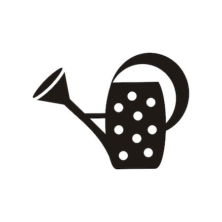 simsearch:400-05303494,k - Black watering can with dots on white background Fotografie stock - Microstock e Abbonamento, Codice: 400-07510773