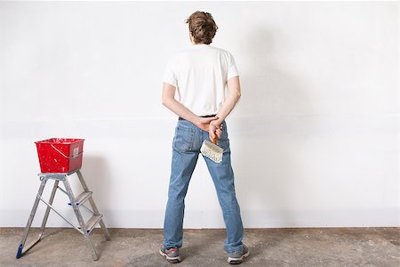 starmaro (artist) - man painting a wall white with paint brush Stock Photo - Budget Royalty-Free & Subscription, Code: 400-07510894