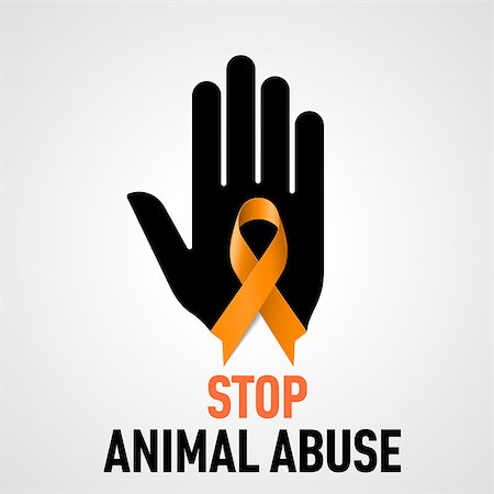 simsearch:400-07257297,k - Stop  Animal Abuse sign.  Black hand with orange ribbon on grey background Stock Photo - Budget Royalty-Free & Subscription, Code: 400-07511106