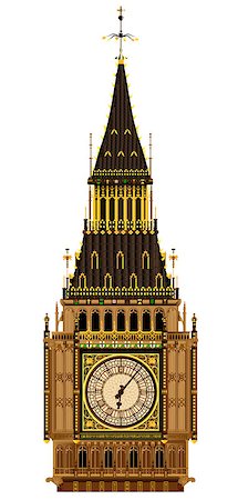 A detailed illustration of the Big Ben clock face and bell tower. Stock Photo - Budget Royalty-Free & Subscription, Code: 400-07511176