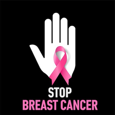 simsearch:400-04271854,k - Stop Breast Cancer sign.  White hand with pink ribbon on black background Stock Photo - Budget Royalty-Free & Subscription, Code: 400-07511184