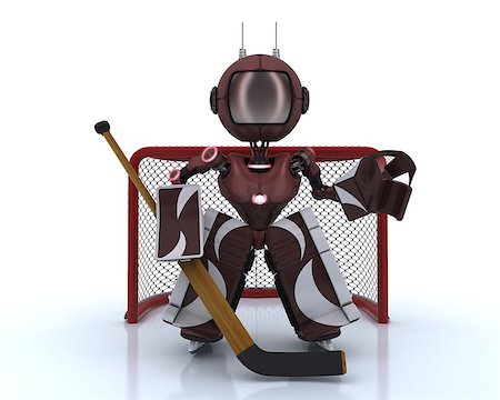 simsearch:400-07511452,k - 3D Render of an Android playing ice hockey Foto de stock - Super Valor sin royalties y Suscripción, Código: 400-07511456