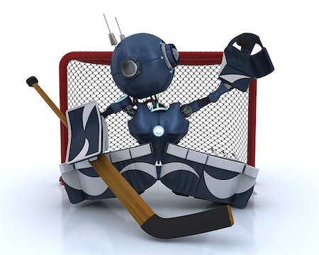 simsearch:400-07511452,k - 3D Render of an Android playing ice hockey Foto de stock - Super Valor sin royalties y Suscripción, Código: 400-07511450
