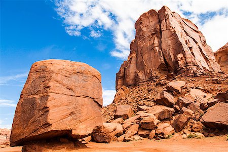 simsearch:400-05361560,k - Complementary colours blue and orange in this iconic view of Monument Valley, USA Photographie de stock - Aubaine LD & Abonnement, Code: 400-07511519