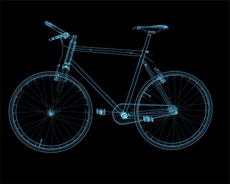 Bicycles x-ray blue transparent isolated on black Foto de stock - Royalty-Free Super Valor e Assinatura, Número: 400-07511755