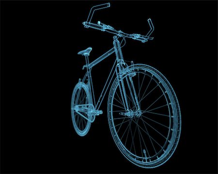 Bicycles x-ray blue transparent isolated on black Foto de stock - Royalty-Free Super Valor e Assinatura, Número: 400-07511756