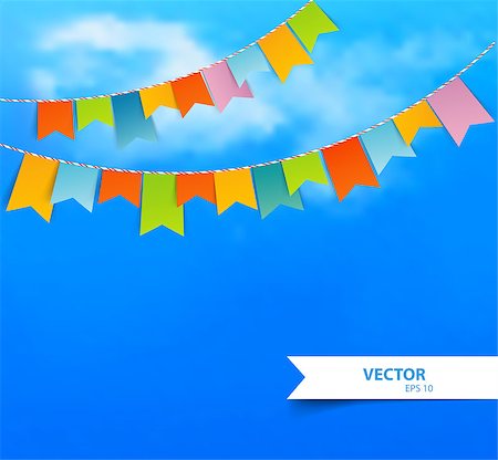 simsearch:400-06694470,k - Vector illustration (eps 10) of Blue sky with colorful flags Stock Photo - Budget Royalty-Free & Subscription, Code: 400-07511763