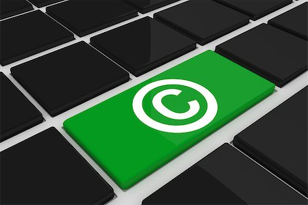 Copyright symbol against black keyboard with green key Stock Photo - Budget Royalty-Free & Subscription, Code: 400-07512229