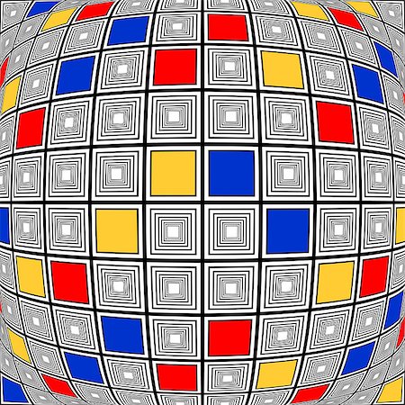 simsearch:400-07631338,k - Design colorful warped checked mosaic pattern. Abstract convex textured background. Vector art Stockbilder - Microstock & Abonnement, Bildnummer: 400-07512929
